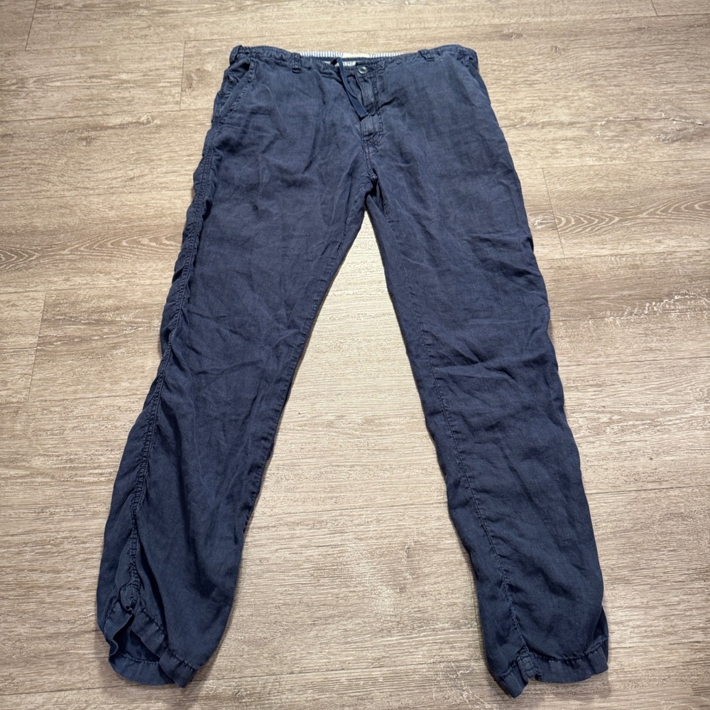 Kiwi Pants Mens XXL Blue 100% Linen Summer Beach Resort Saint Tropez 36x32